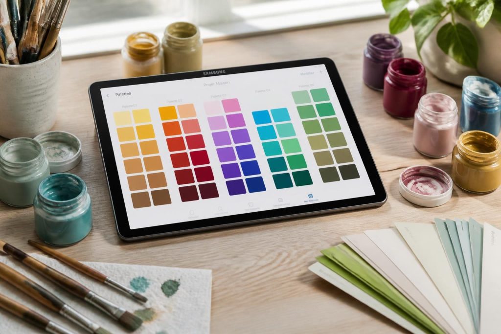 découvrez comment choisir la peinture idéale grâce aux nuanciers et tests interactifs sur tablette samsung galaxy pour des résultats précis et personnalisés.